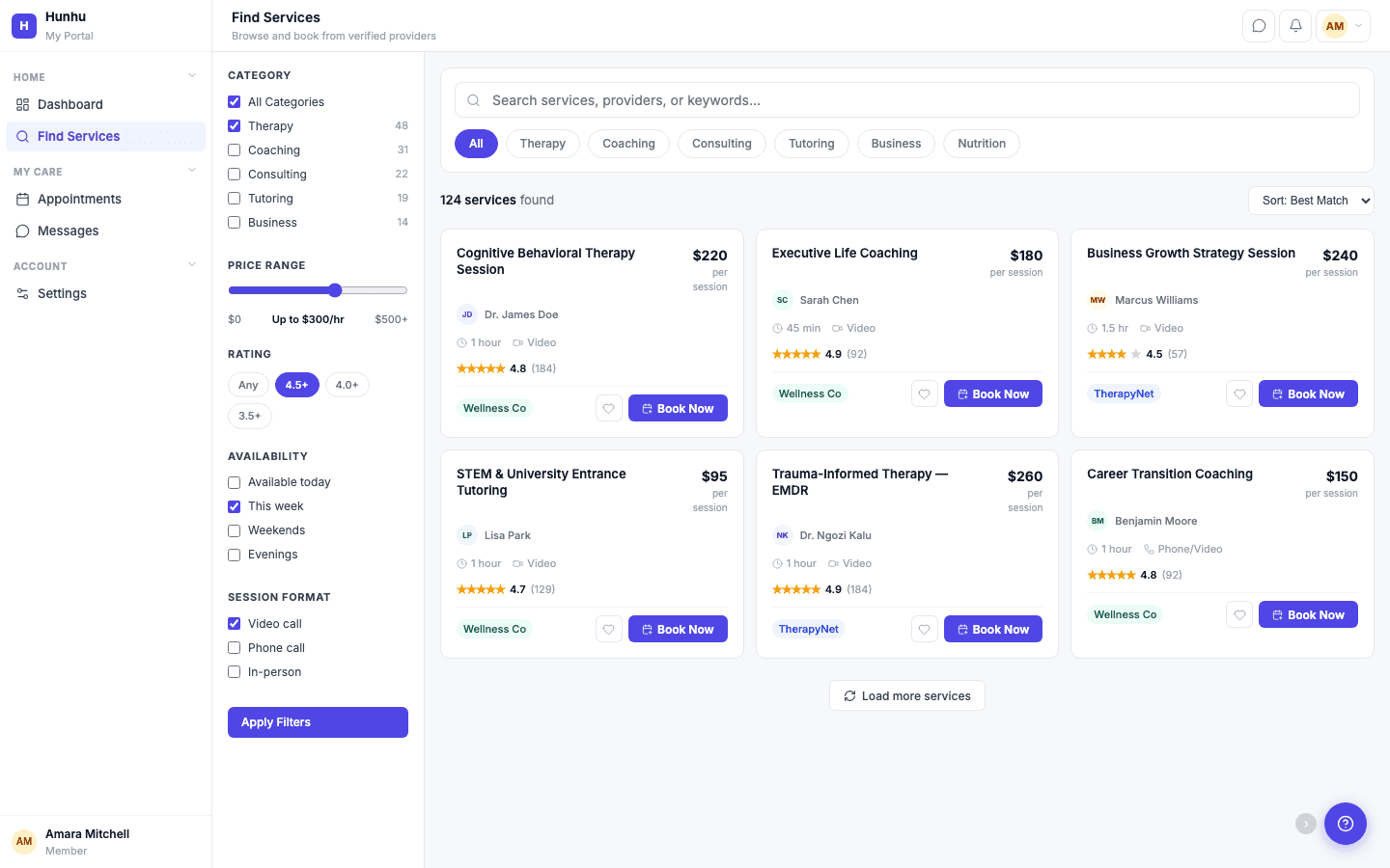 CounselorFit Client Management view